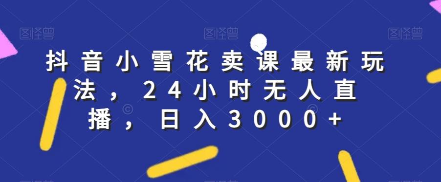 抖音小雪花卖课最新玩法，24小时无人直播，日入3000+【揭秘】-小鹏项目网