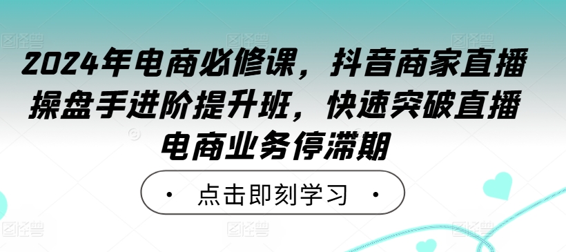 2024年电商必修课，抖音商家直播操盘手进阶提升班，快速突破直播电商业务停滞期-小鹏项目网