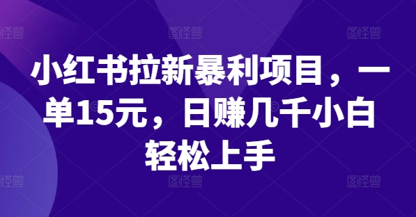 小红书拉新暴利项目，一单15元，日赚几千小白轻松上手【揭秘】-小鹏项目网
