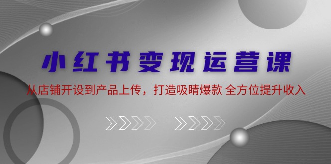 小红书变现运营课：从店铺开设到产品上传，打造吸睛爆款 全方位提升收入-小鹏项目网