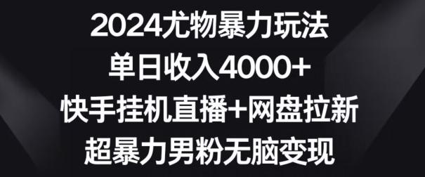 2024尤物暴力玩法，单日收入4000+，快手挂机直播+网盘拉新，超暴力男粉无脑变现【揭秘】-小鹏项目网