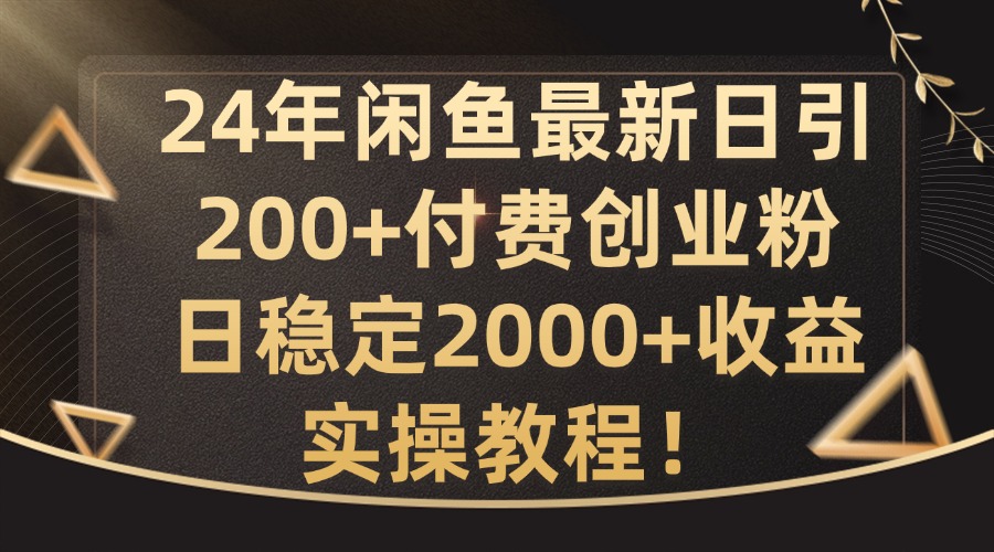 24年闲鱼最新日引200+付费创业粉日稳2000+收益，实操教程【揭秘】-小鹏项目网