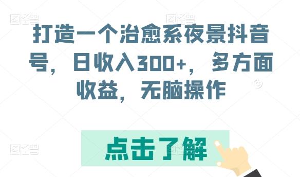 打造一个治愈系夜景抖音号，日收入300+，多方面收益，无脑操作【揭秘】-小鹏项目网