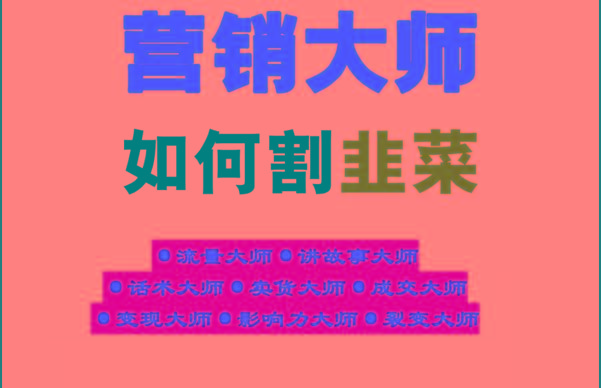 《营销大师如何割韭菜》禁止外传的大师绝学电子书-小鹏项目网
