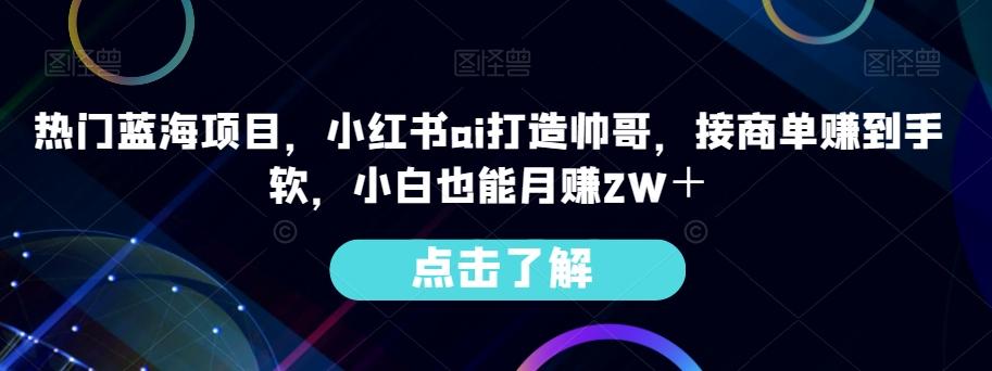 热门蓝海项目，小红书ai打造帅哥，接商单赚到手软，小白也能月赚2W＋-小鹏项目网