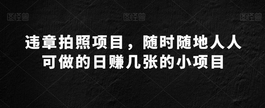 违章拍照项目，随时随地人人可做的日赚几张的小项目-小鹏项目网