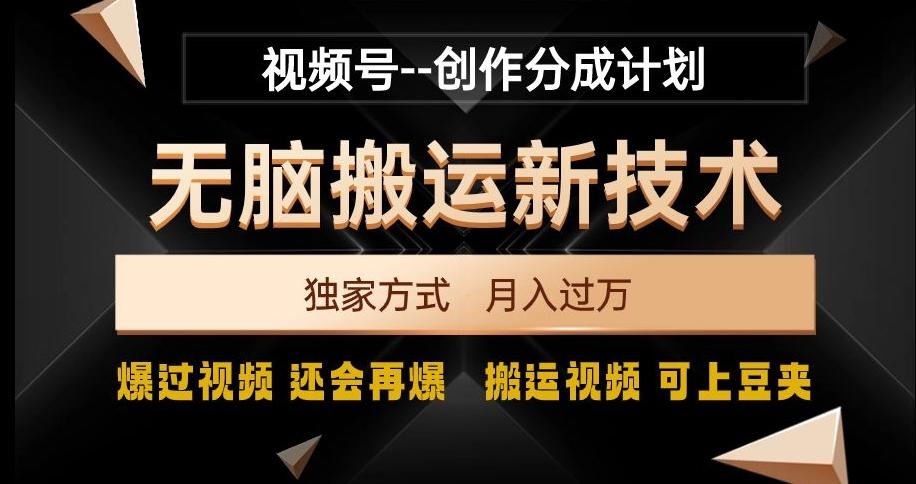 视频号无脑搬运新技术，破原创壕流量，独家方式，爆过视频，还会再爆【揭秘】-小鹏项目网