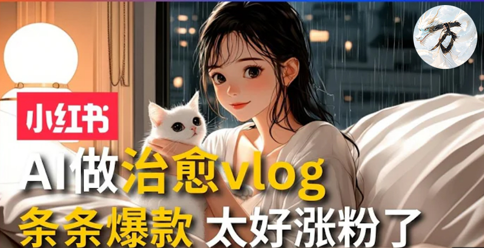 AI治愈系vlog动画视频，小红书1个月轻松涨粉破万，商单报价1500+日入2000+-小鹏项目网