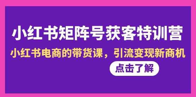 小红书矩阵号获客特训营-第10期，小红书电商的带货课，引流变现新商机-小鹏项目网