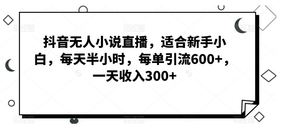 抖音无人小说直播，适合新手小白，每天半小时，每单引流600+，一天收入300+-小鹏项目网