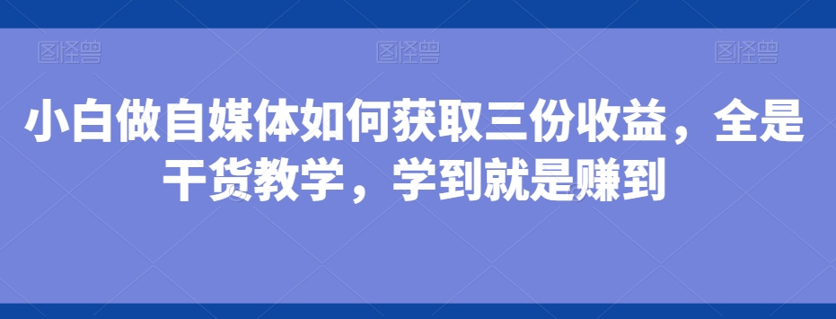 小白做自媒体如何获取三份收益，全是干货教学，学到就是赚到-小鹏项目网