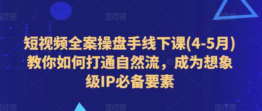 短视频全案操盘手线下课(4-5月)教你如何打通自然流，成为想象级IP必备要素-小鹏项目网