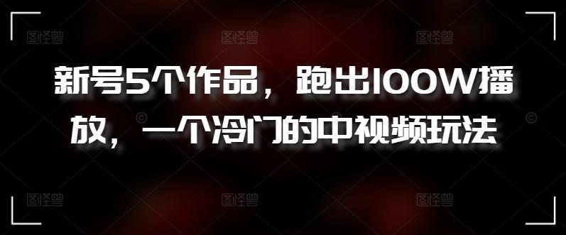 新号5个作品，跑出100W播放，一个冷门的中视频玩法【揭秘】-小鹏项目网