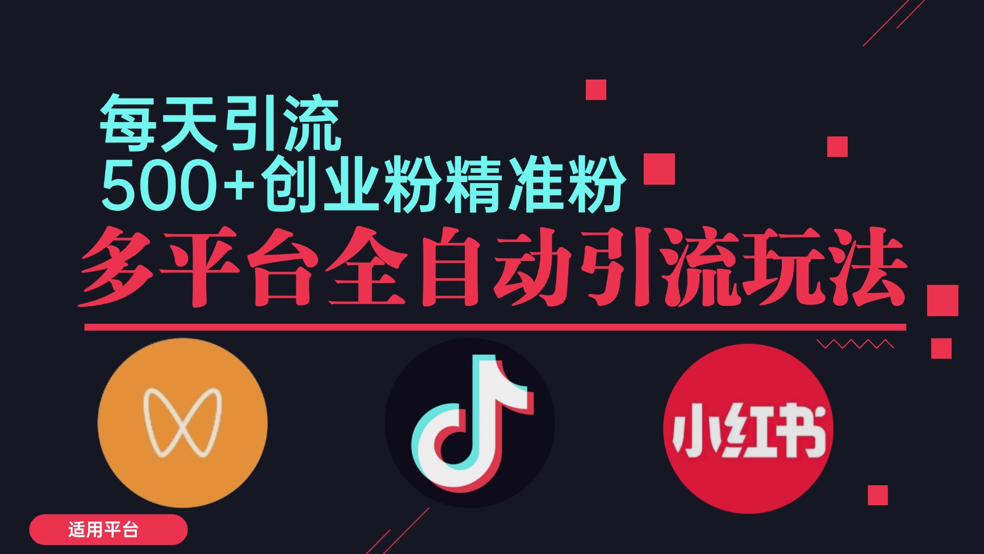 小红书抖音视频号截流自热全平台引流打法，全自动引流【日引2000+精准…-小鹏项目网
