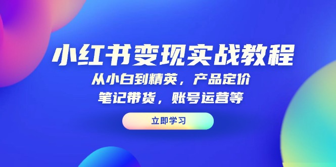 小红书变现实战教程：从小白到精英，产品定价，笔记带货，账号运营等-小鹏项目网