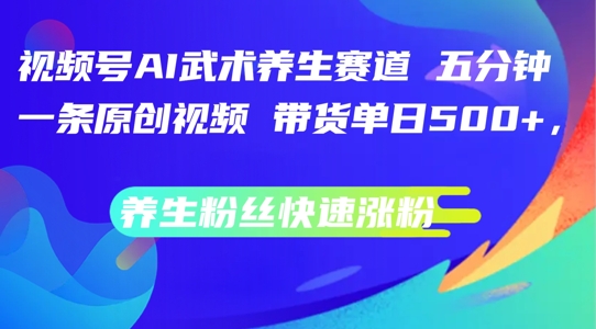 视频号AI武术养生赛道，五分钟一条原创视频，带货单日几张，养生粉丝快速涨粉【揭秘】-小鹏项目网