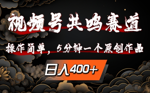视频号共鸣赛道，操作简单，5分钟1个原创作品，日入几张【揭秘】-小鹏项目网