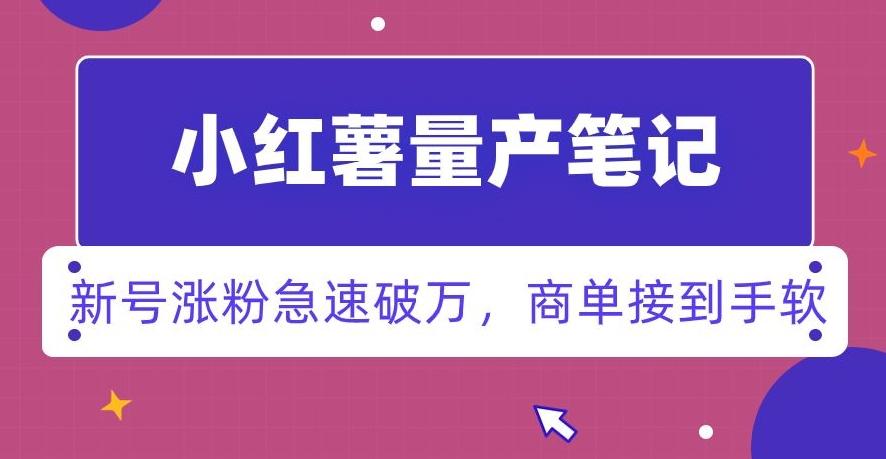 小红书量产笔记，一分种一条笔记，新号涨粉急速破万，新黑马赛道，商单接到手软【揭秘】-小鹏项目网