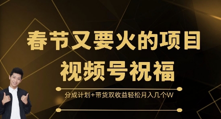 春节又要火的项目视频号祝福，分成计划+带货双收益，轻松月入几个W【揭秘】-小鹏项目网