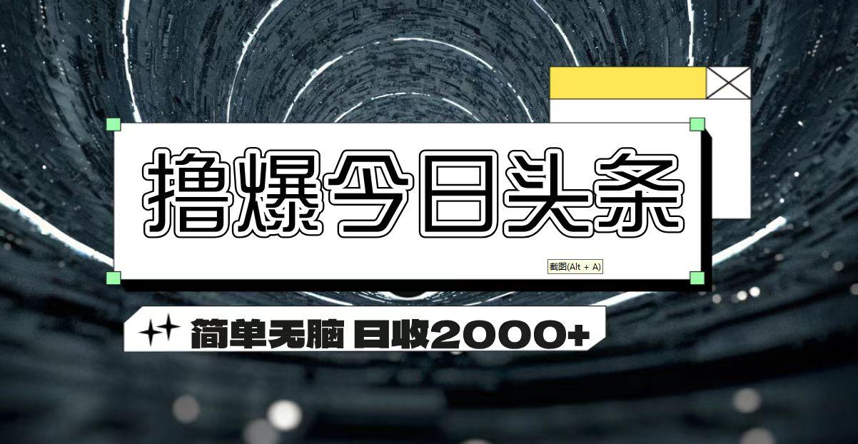 撸爆今日头条 简单无脑操作 日收2000+-小鹏项目网