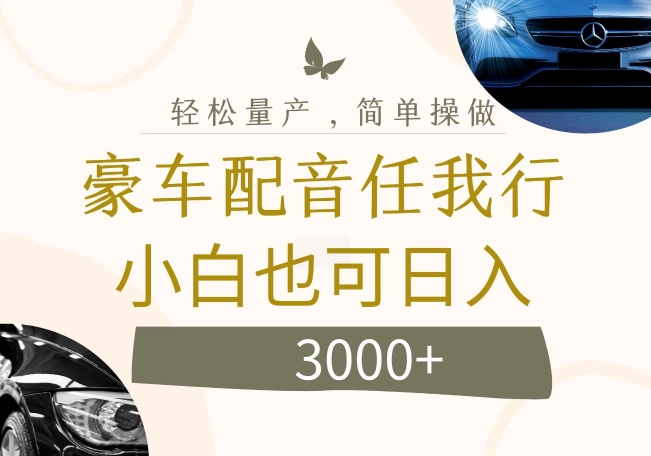 不为人知的暴力小项目，豪车配音，日入几张【揭秘】-小鹏项目网