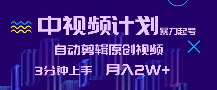 中视频计划暴力起号，自动剪辑原创视频，3分钟上手，月入2W+【揭秘】-小鹏项目网