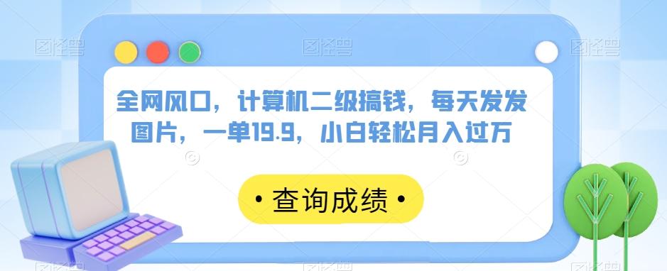 全网风口，计算机二级搞钱，每天发发图片，一单19.9，小白轻松月入过万【揭秘】-小鹏项目网