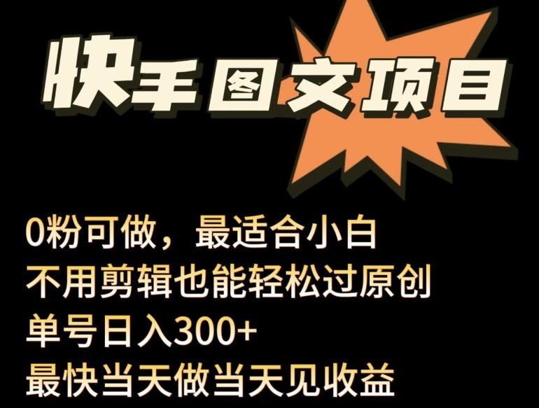 24年最新快手图文带货项目，零粉可做，不用剪辑轻松过原创单号轻松日入300+【揭秘】-小鹏项目网