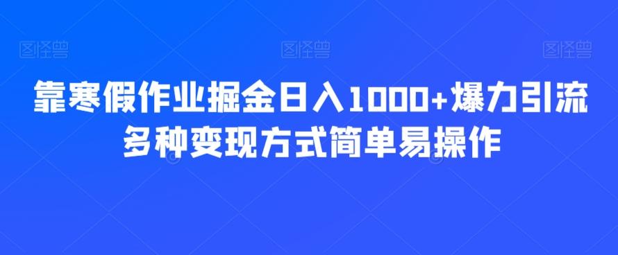 靠寒假作业掘金日入1000+爆力引流多种变现方式简单易操作-小鹏项目网