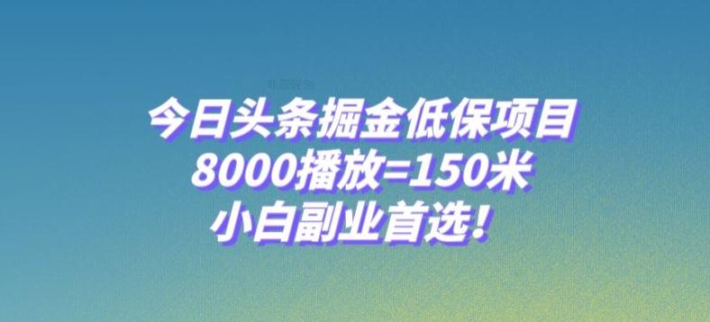 今日头条掘金低保项目，8000播放=150米，小白副业首选【揭秘】-小鹏项目网
