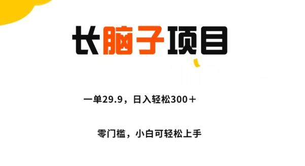 长脑子项目，一单29.9，日入轻松300＋，零门槛操作-小鹏项目网