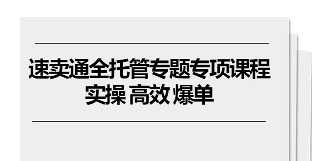 速卖通 全托管专题专项课程，实操 高效 爆单(11节课-小鹏项目网