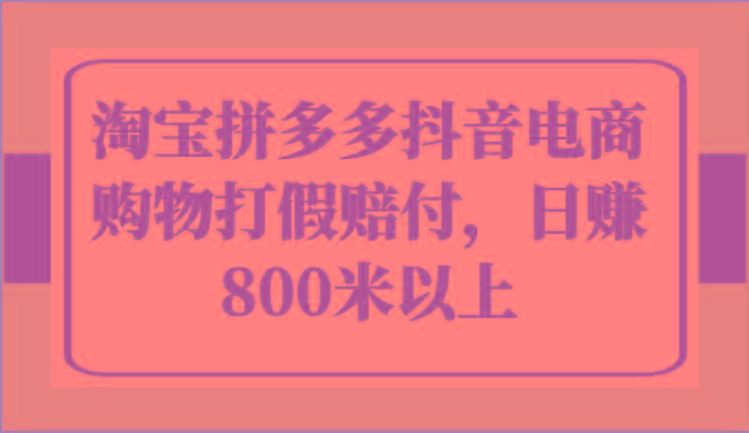淘宝拼多多抖音电商购物打假赔付，日赚800米以上-小鹏项目网