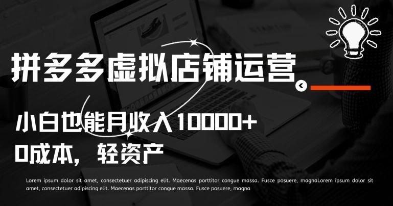 拼多多虚拟店铺运营小白也能月收入10000+【揭秘】-小鹏项目网
