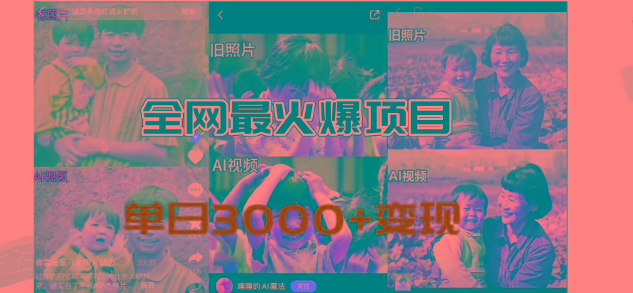 全网爆火的AI让老照片动起来教程，蹭热点日赚3000+，内含免费工具一键…-小鹏项目网