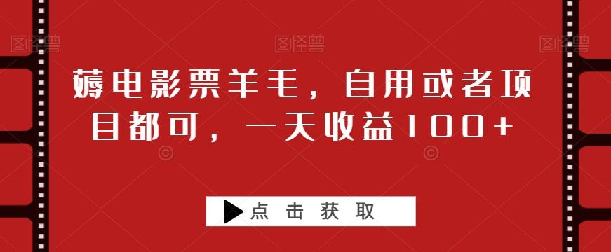 薅电影票羊毛，自用或者项目都可，一天收益100+-小鹏项目网