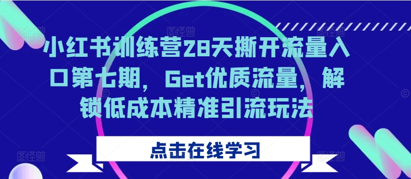 小红书训练营28天撕开流量入口第七期，Get优质流量，解锁低成本精准引流玩法-小鹏项目网