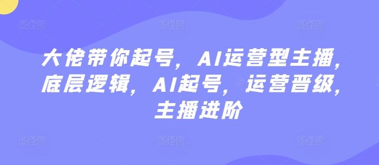 大佬带你起号，AI运营型主播，底层逻辑，AI起号，运营晋级，主播进阶-小鹏项目网