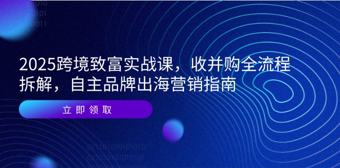 2025跨境致富实战课，收并购全流程拆解，自主品牌出海营销指南-小鹏项目网