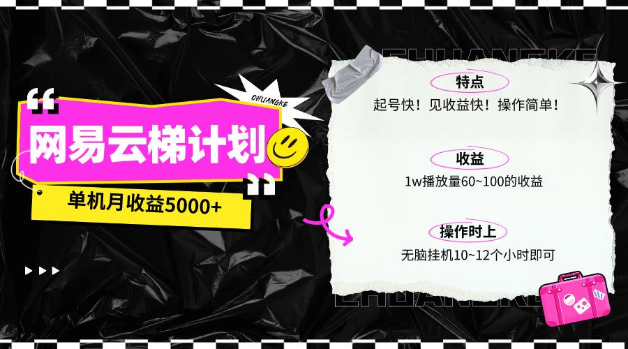 (10063期)最新网易云梯计划网页版，单机月收益5000+！可放大操作-小鹏项目网