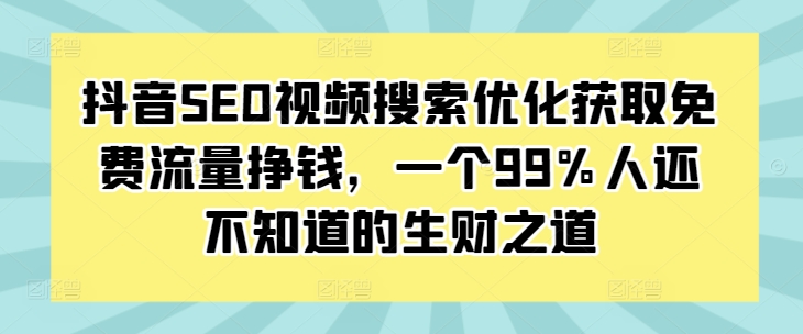 抖音SEO视频搜索优化获取免费流量挣钱，一个99%人还不知道的生财之道-小鹏项目网