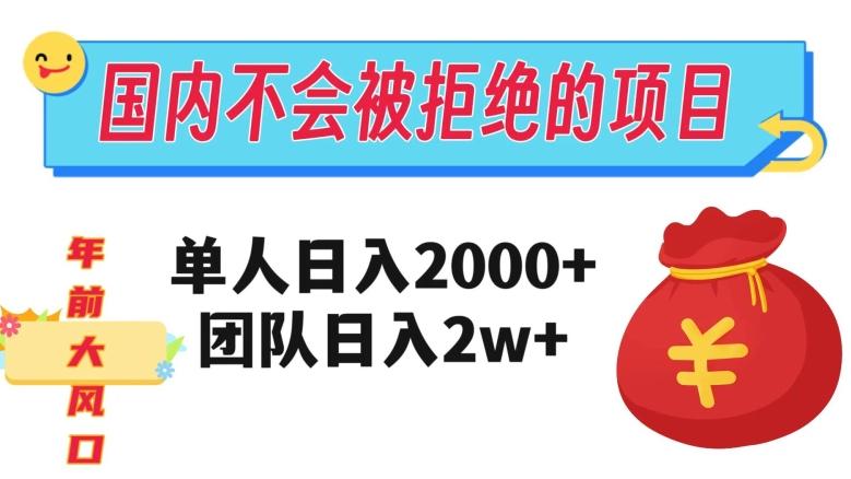 在国内不怕被拒绝的项目，单人日入2000，团队日入20000+【揭秘】-小鹏项目网