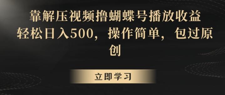 靠解压视频撸蝴蝶号播放收益，轻松日入500，操作简单，包过原创【揭秘】-小鹏项目网
