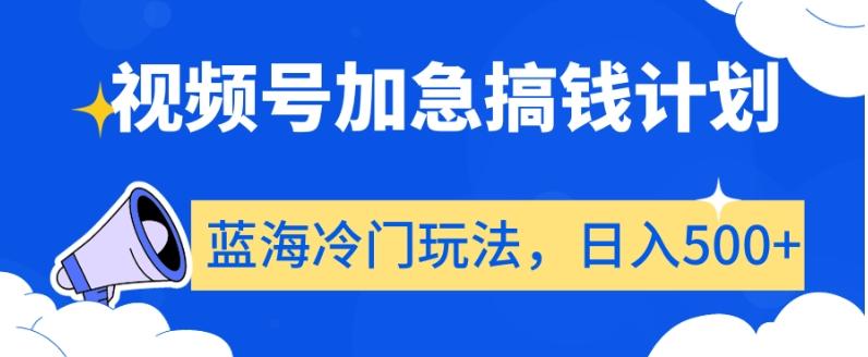 视频号加急搞钱计划，蓝海冷门玩法，日入500+【揭秘】-小鹏项目网