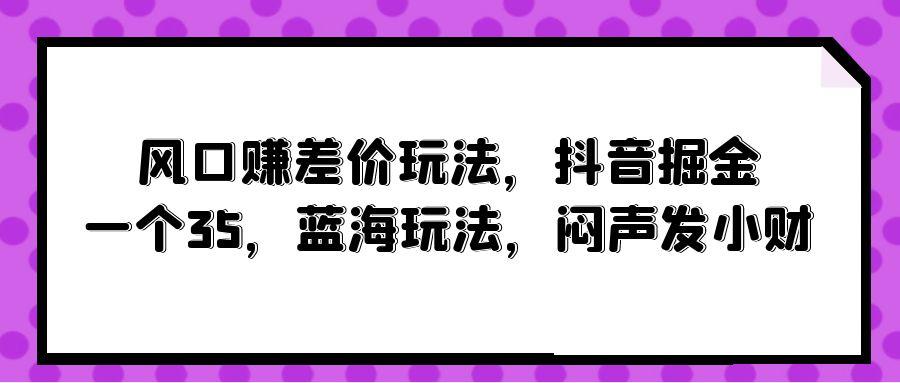 (10022期)风口赚差价玩法，抖音掘金，一个35，蓝海玩法，闷声发小财-小鹏项目网