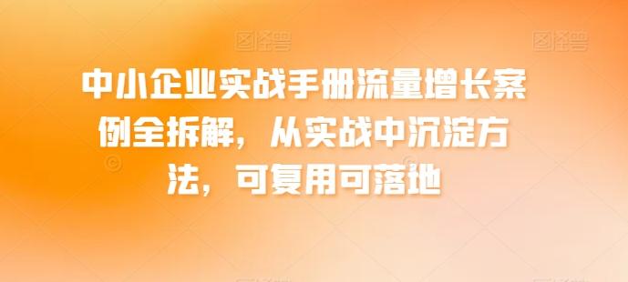中小企业实战手册流量增长案例全拆解，从实战中沉淀方法，可复用可落地-小鹏项目网