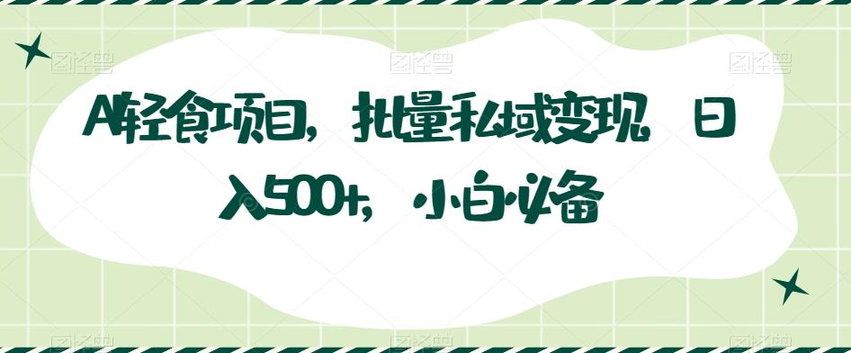 AI轻食项目，批量私域变现，日入500+，小白必备-小鹏项目网