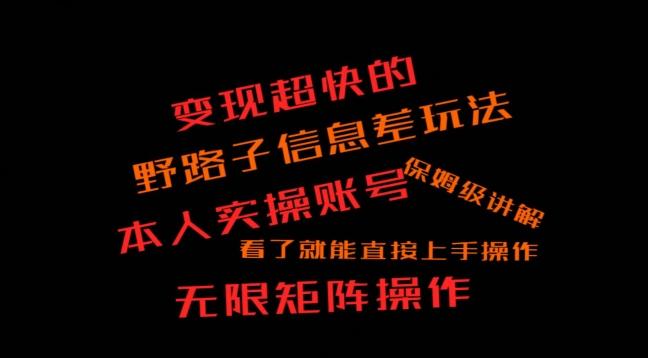 变现超快的野路子信息差玩法，本人实操账号保姆级讲解-小鹏项目网