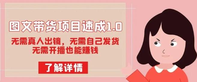 图文带货项目速成1.0：无需真人出镜，无需自己发货，无需开播也能赚钱！-小鹏项目网