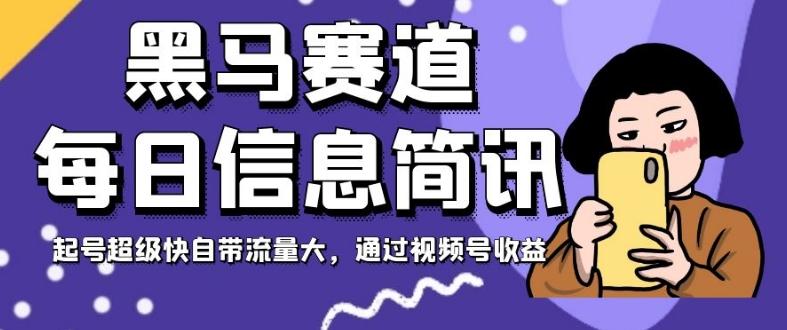 黑马赛道每日信息简讯，起号超级快自带流量大，通过视频号收益【揭秘】-小鹏项目网